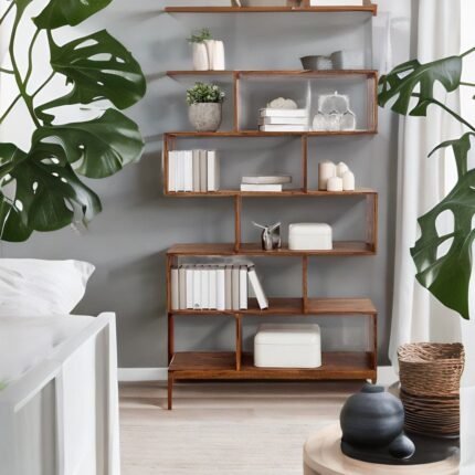 wooden ladder shelf