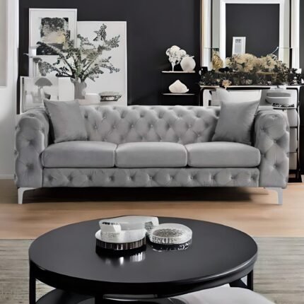 grey sofa, three seater sofa