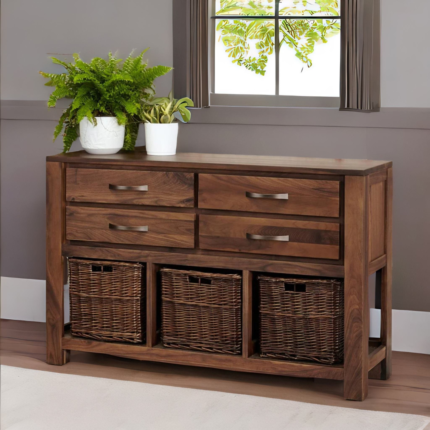 wood console table with drawers