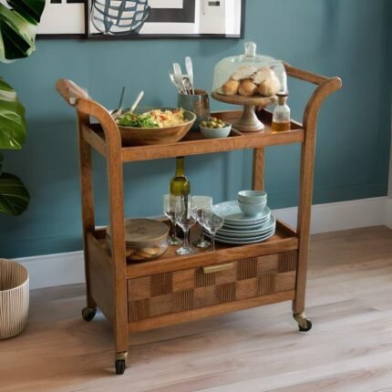 mango wood bar trolley, wood bar trolley