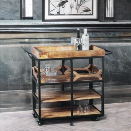 solid wood bar trolley, wine trolley