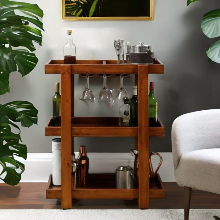 wine trolley, solid wood bar trolley