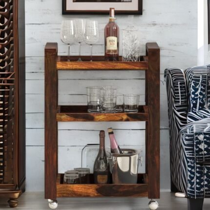 wood bar trolley, sheesham wood bar trolley