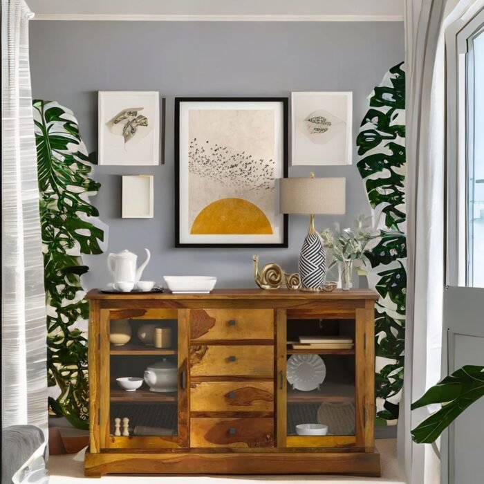 crockery unit, wooden crockery unit, sheesham wood crockery unit