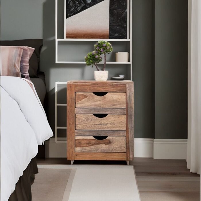 3 drawer bedside table, wooden 3 drawer bedside