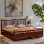 wooden bed with drawer storage