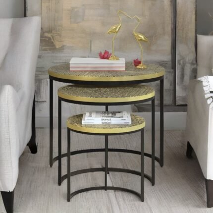 wooden nest of tables, round nest of tables