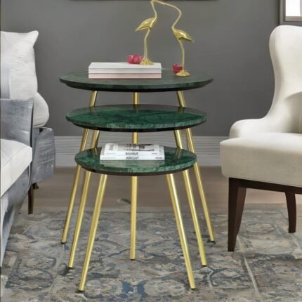 set of 3 side table, steel side table