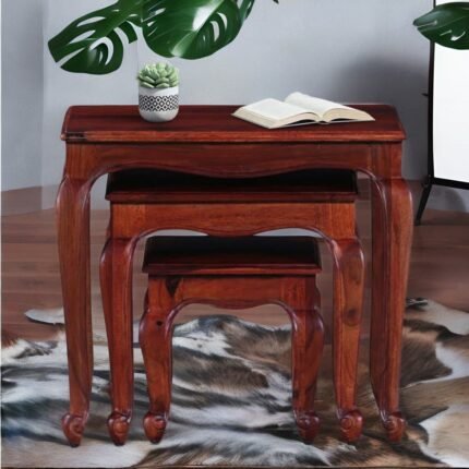 set of 3 side table, sheesham wood side table set