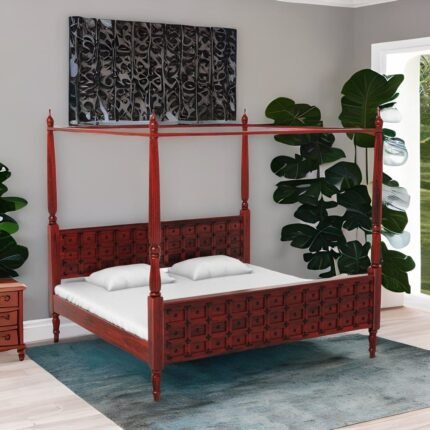 king size poster bed, wooden poster bed